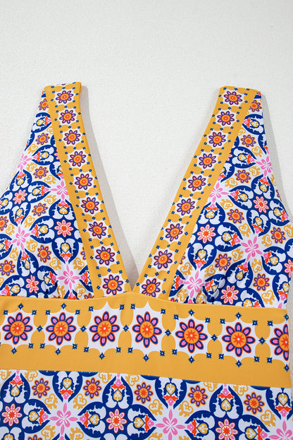 Threaded Pear Briar Print One Piece Swimsuit