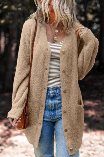 Threaded Pear Brooklyn Front Midi Solid Cardigan