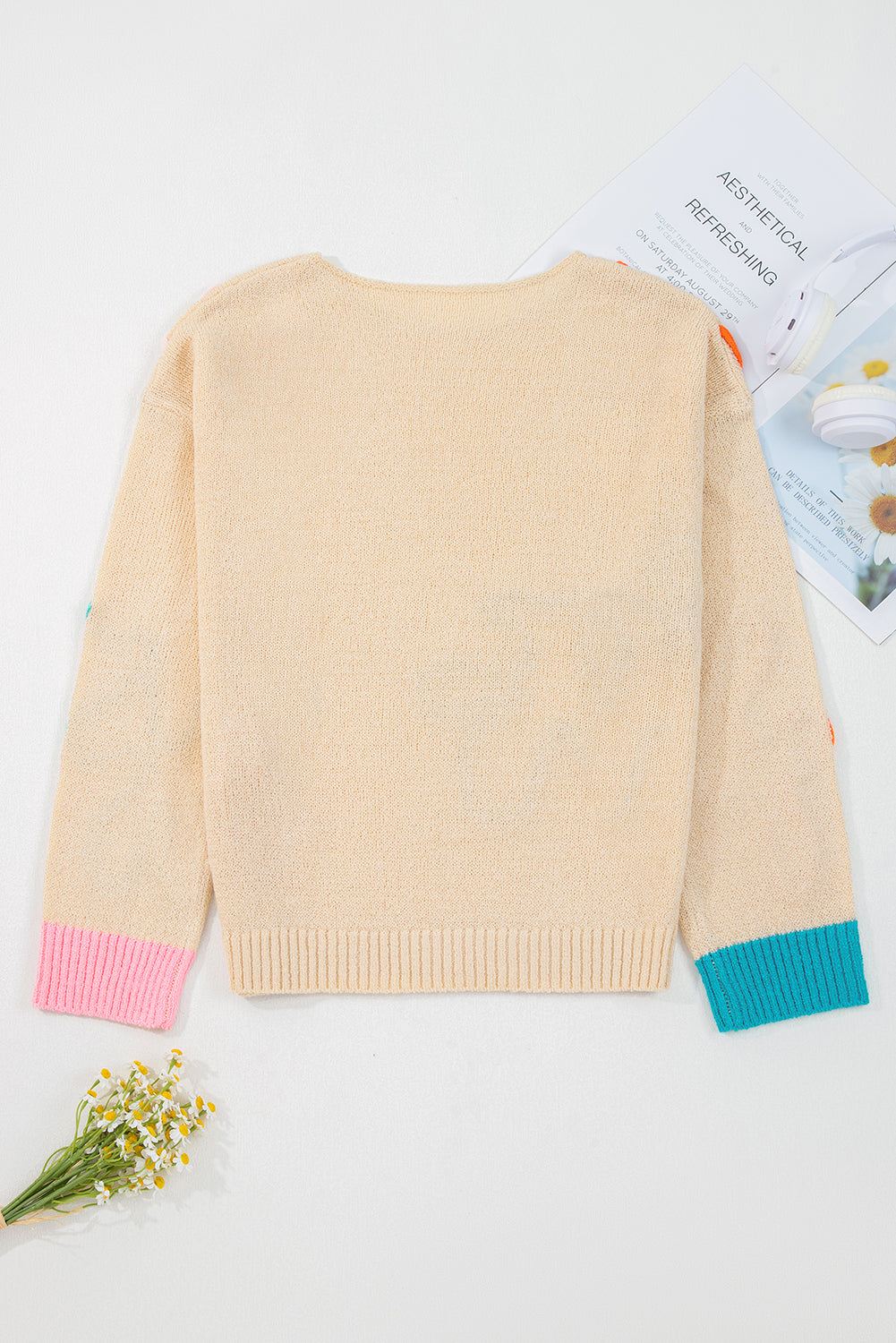 Threaded Pear Destiny Colorblock Cuffed Loose Sweater