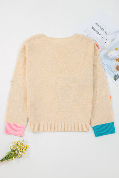 Threaded Pear Destiny Colorblock Cuffed Loose Sweater