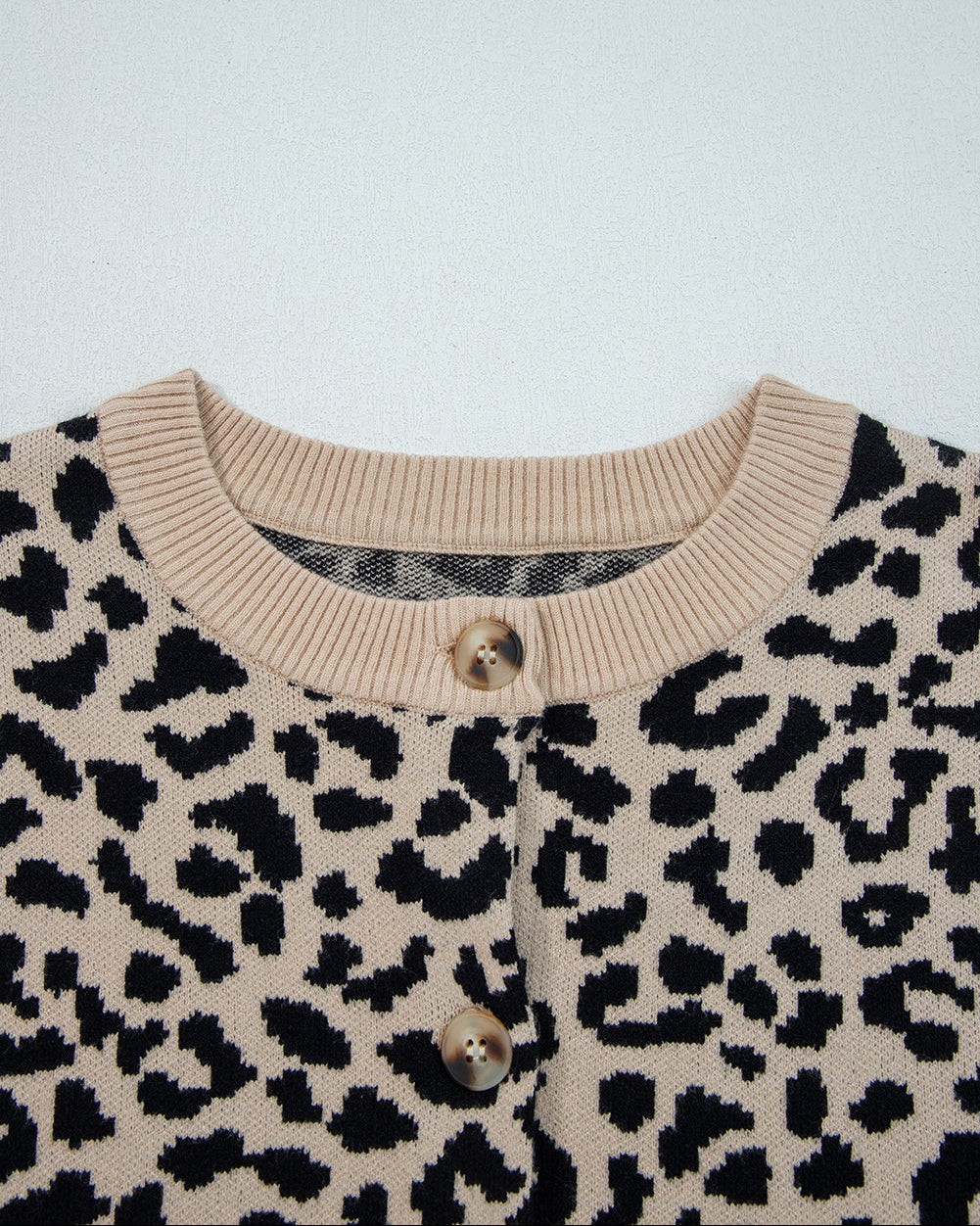 Leopard Knitted Cardigan - Black