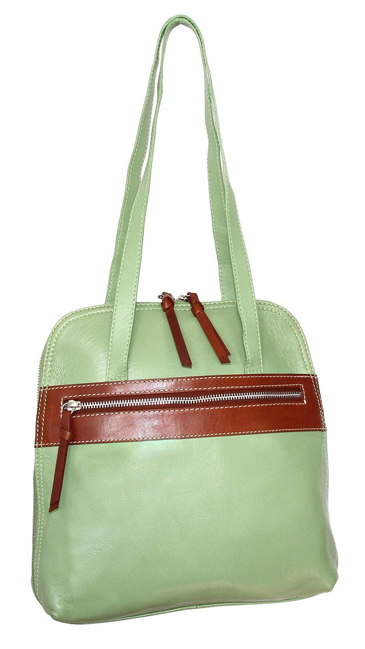 Nino Bossi Carina Convertible Leather Tote/Backpack - Leaf