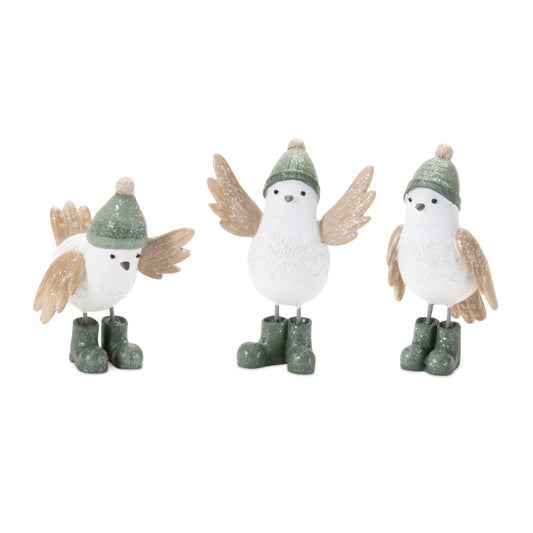Melrose International Winter Bird with Snowboots Figurine (Set of 6)