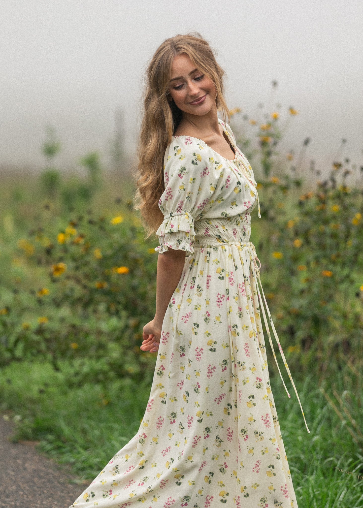 beautiful floral long dresses Celine Floral Tie Strap Bustier Maxi Dress