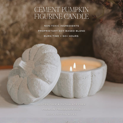 Cashmere and Vanilla Soy Candle - Cement Pumpkin Jar - 13.5 oz