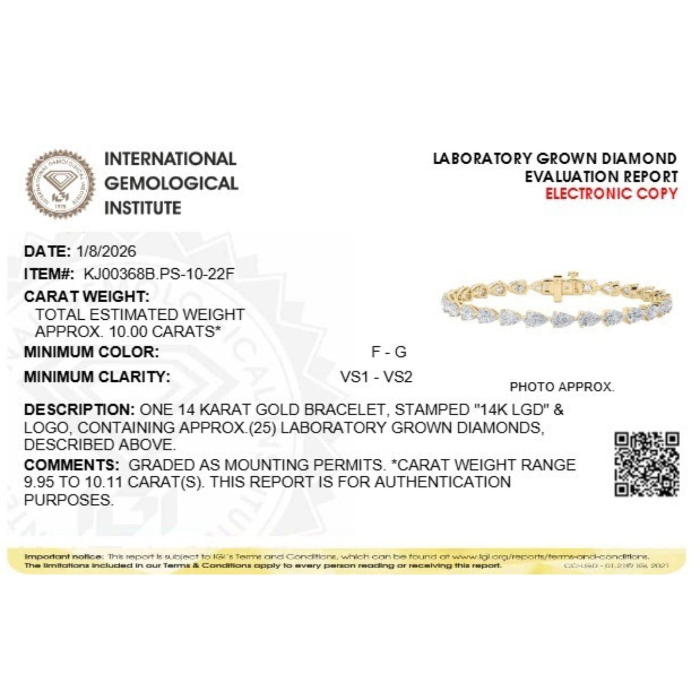 Pear (F/VS) Lab Grown Diamond Prong 14K Yellow Gold Fancy Line Tennis Bracelet