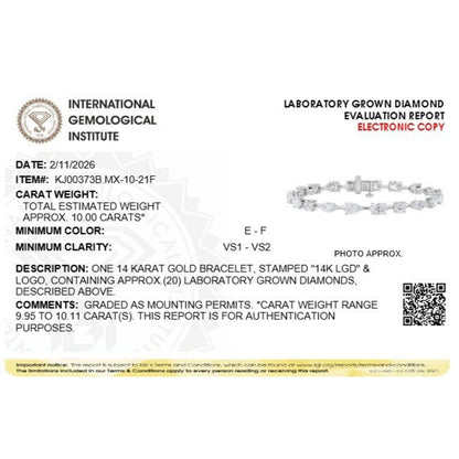 Mix Shaped Lab Grown Diamond East & West Bracelet in 14K Gold (F/VS)