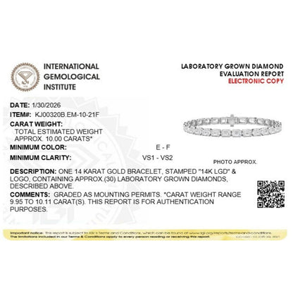 Emerald (F/VS) Lab Grown Diamond Bezel 14K White Gold Tennis Bracelet