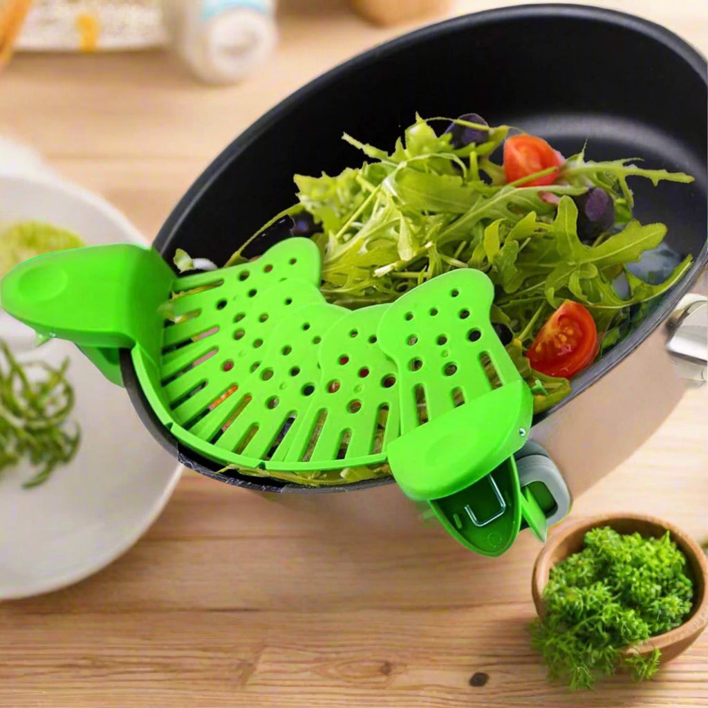 🍝 Universal Silicone Clip-On Pot Strainer