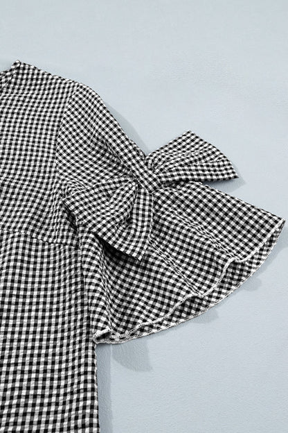 Threaded Pear Carolina Ruffled Half Sleeve Blouse