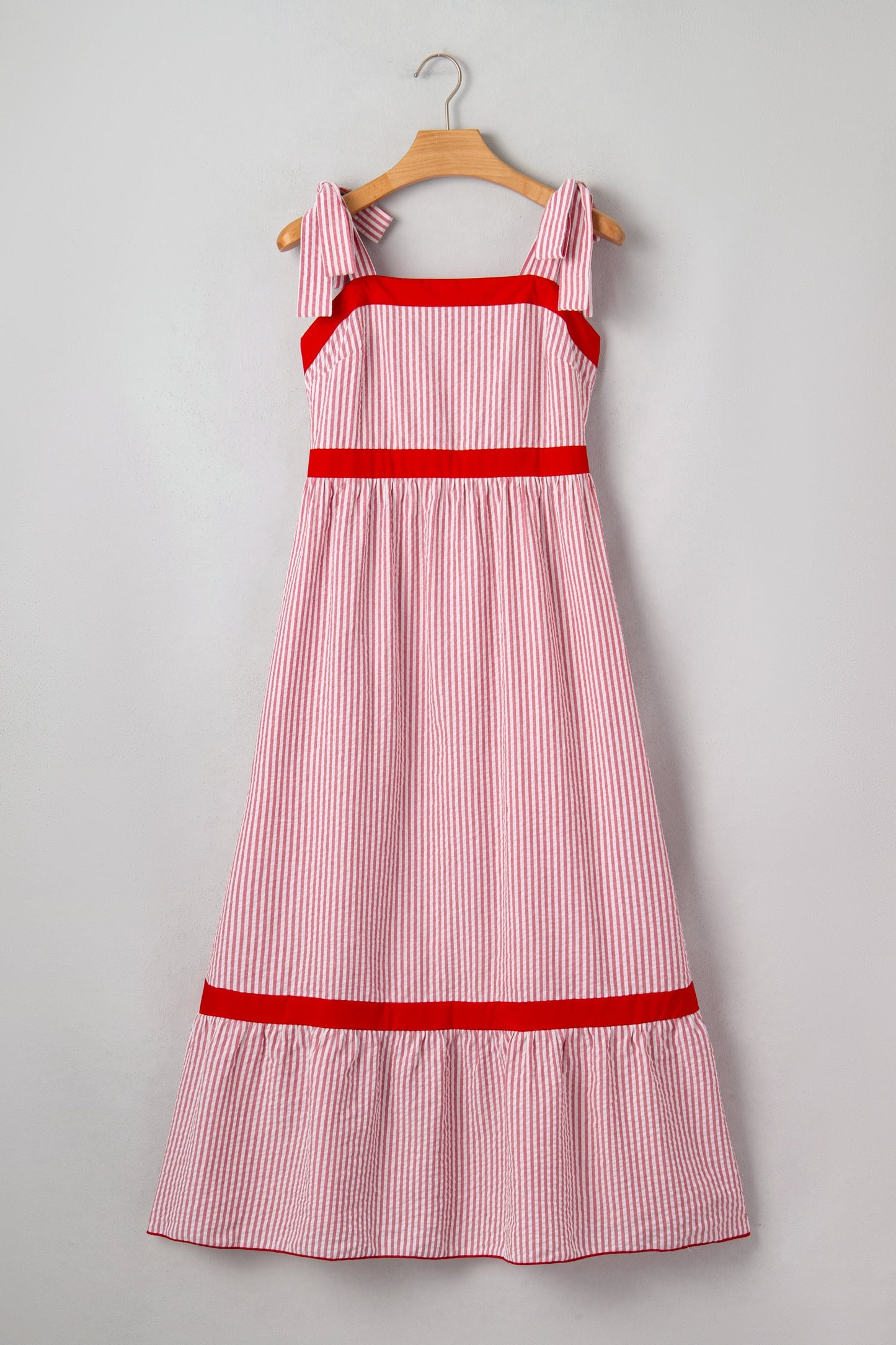 Threaded Pear Rose Ruffle Hem Maxi Dress