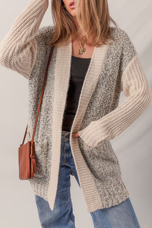 Threaded Pear Sarah Side Pockets Open Front Cardigan