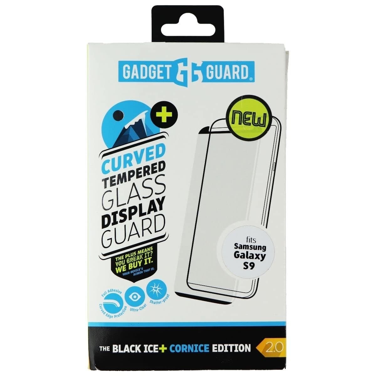 Gadget Guard Vtbip2c208ss24v Black Ice+ Cornice 2 Ins Full Prot Glue Curved Glass Screen Pro F/ S9