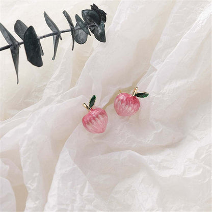 Pink & Goldtone Peaches Stud Earrings