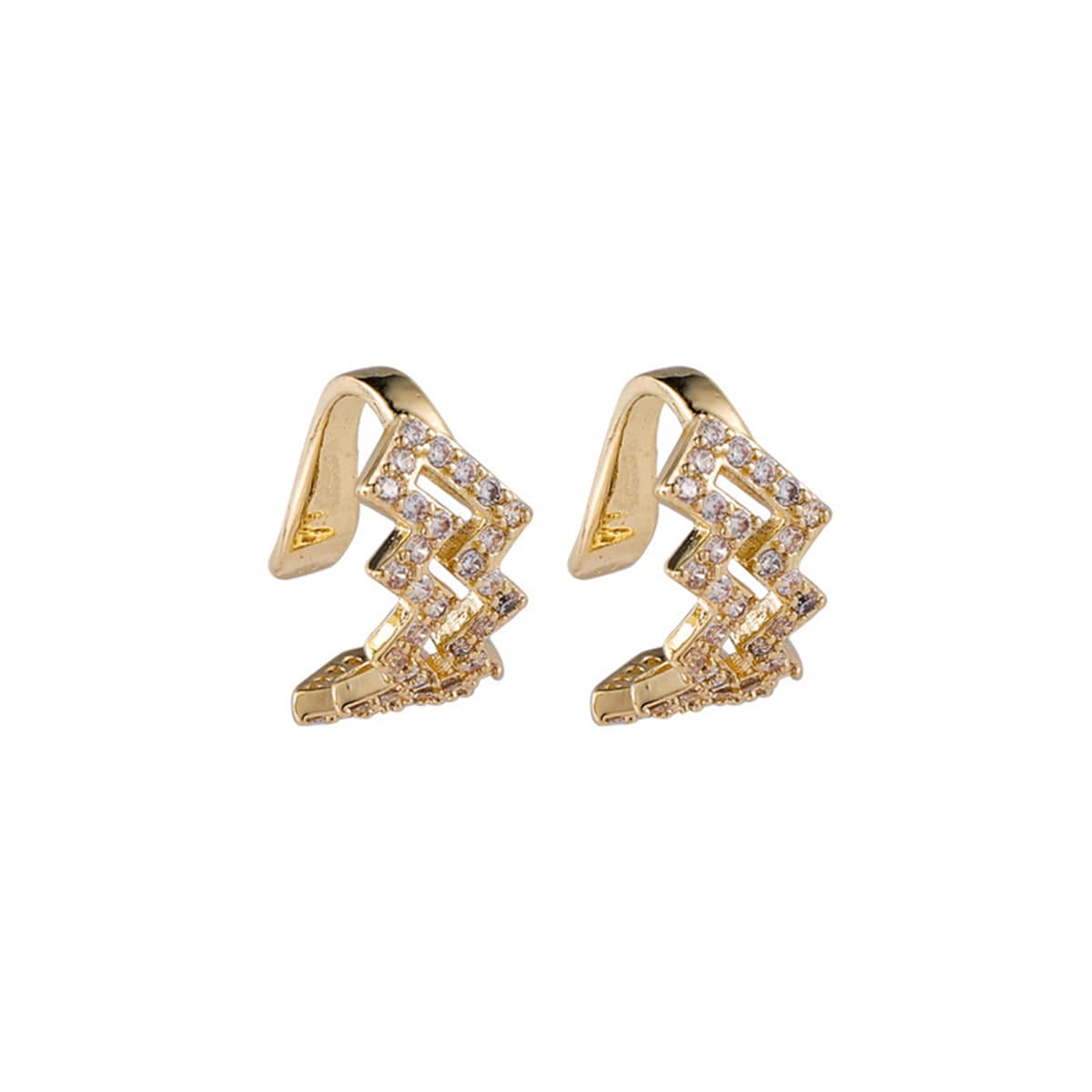 Cubic Zirconia & Goldtone Wave Ear Cuffs