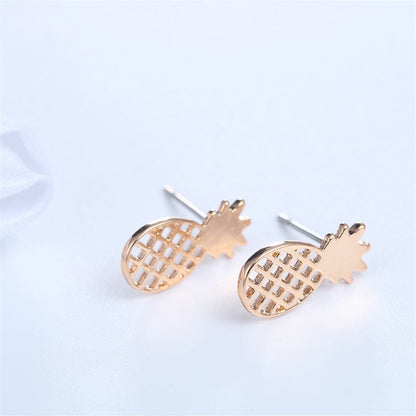 Goldtone Open Pineapple Stud Earrings