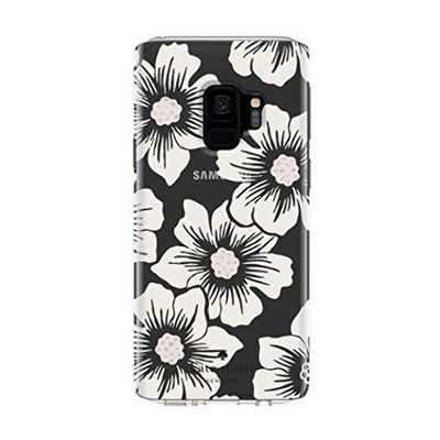 Kate Spade New York Protective Hardshell Case for Samsung Galaxy S9 - Multi Hollyhock Floral Clear / Cream with Stones