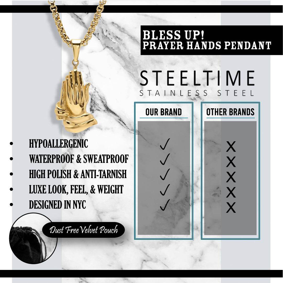 Bless Up Praying Hands Pendant