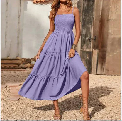 Chic Chiffon Layered Swing Dress Purple / XL