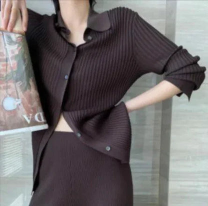 Chic Knit Collared Ensemble