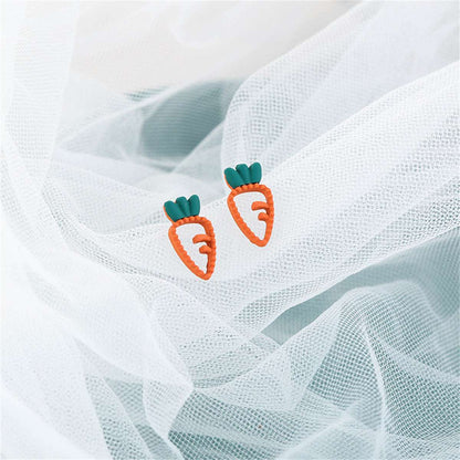 Orange Enamel & Goldtone Carrot Stud Earrings