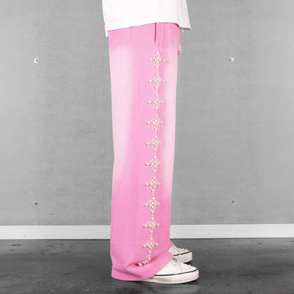 Commons Pearled Star Sweatpants Faded Pink
