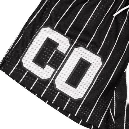 Common Hype Split Pinstripe Mesh Short Jet Black