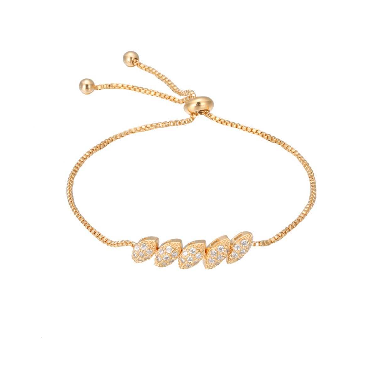 Cubic Zirconia & Goldtone Pear Adjustable Bracelet