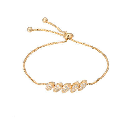 Cubic Zirconia & Goldtone Pear Adjustable Bracelet