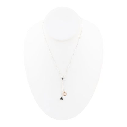 Circle Two-Toned Grey Labradorite Sterling Silver Necklace