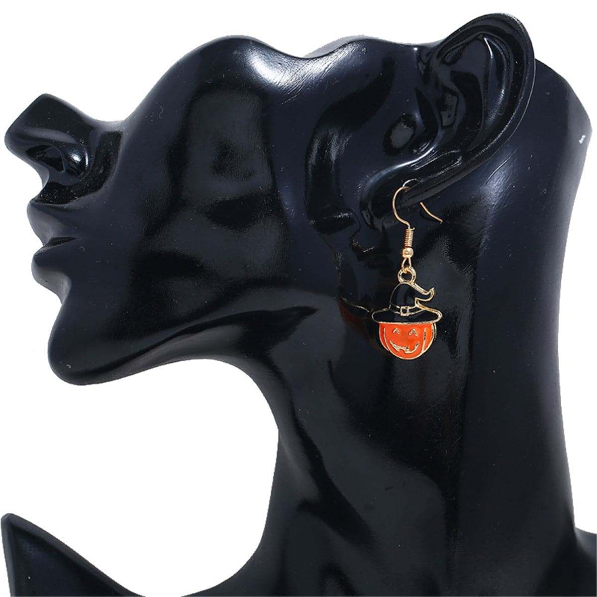 Orange & Goldtone Pumpkin Drop Earrings