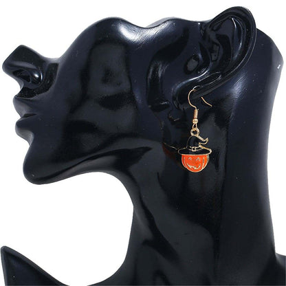 Orange & Goldtone Pumpkin Drop Earrings
