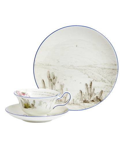 Wedgwood 3Pc Darwin Voyage of the Beagle Chile Teacup, Saucer & Plate Set