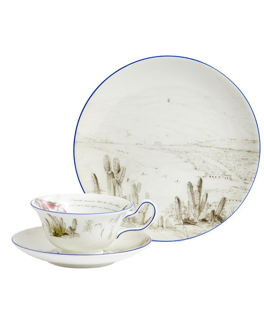Wedgwood 3Pc Darwin Voyage of the Beagle Chile Teacup, Saucer & Plate Set