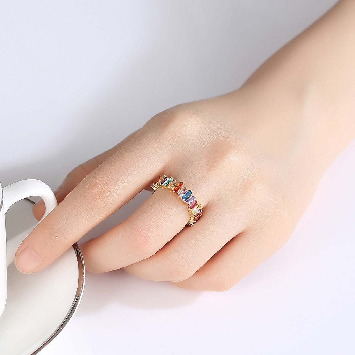 Multicolor Crystal & Goldtone Baguette-Cut Ladder Band