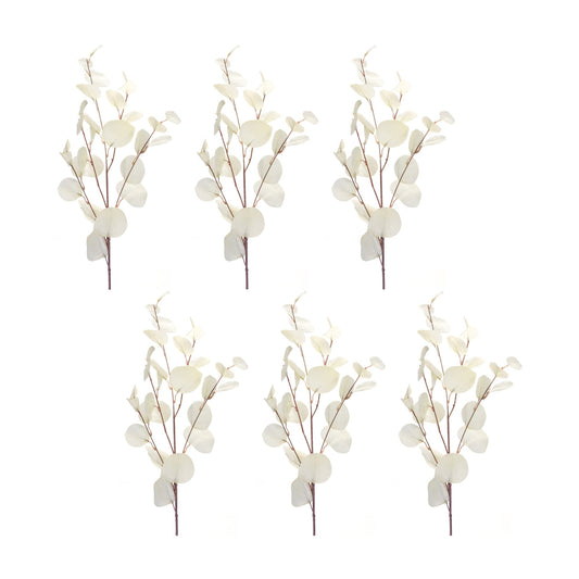 Melrose International Ivory Silver Dollar Eucalyptus Leaf Spray (Set of 6)