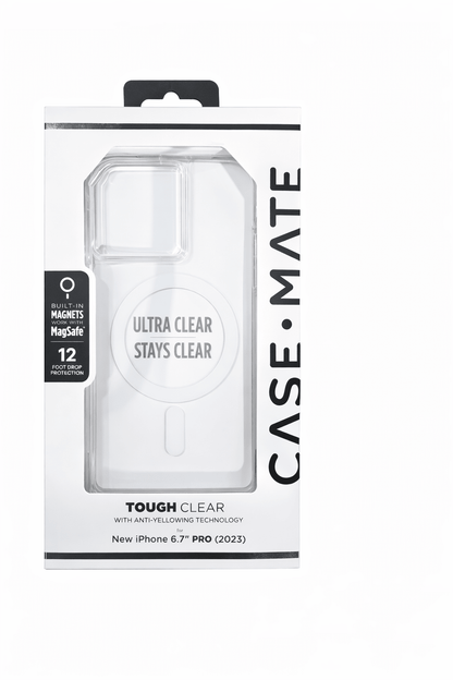 Case-Mate Tough Iphone 15 Pro Max Case - Clear [12ft Drop Protection] [Compatible with Magsafe] Magnetic Phone Case for Iphone 15 Pro Max 6.7", Shockproof Cover with Anti Yellowing, Anti Scratch Tech