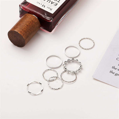 Silvertone Twine Ring Set