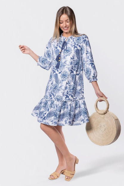 Clio Dress 37" (Blue White)