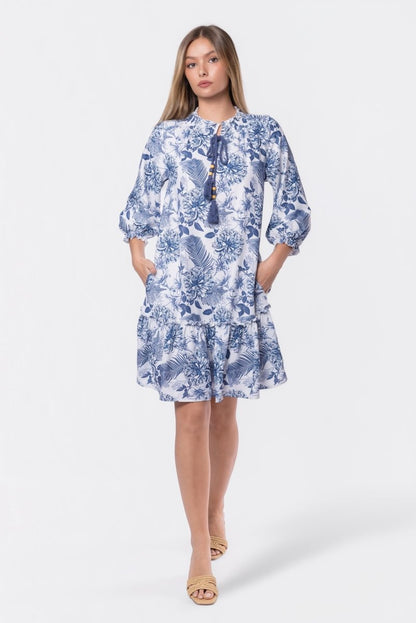 Clio Dress 37" (Blue White)