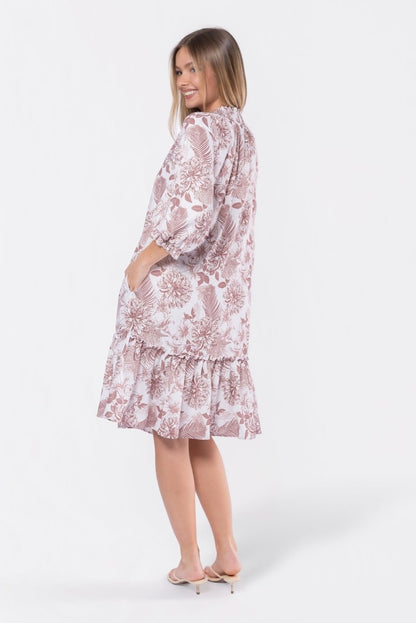 Clio Dress 40" (Beige White)
