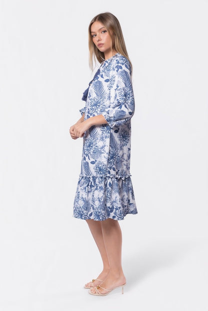 Clio Dress 40" (Blue White)