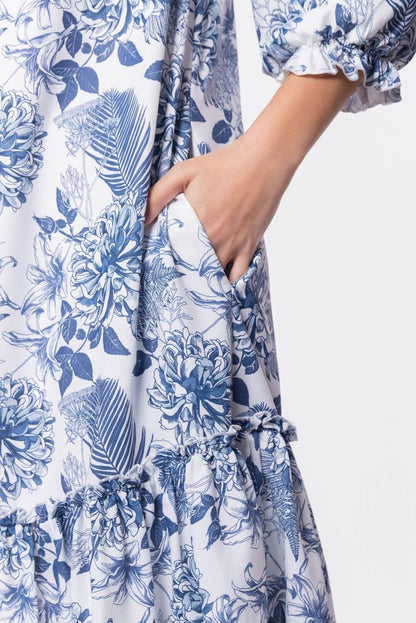 Clio Dress 40" (Blue White)