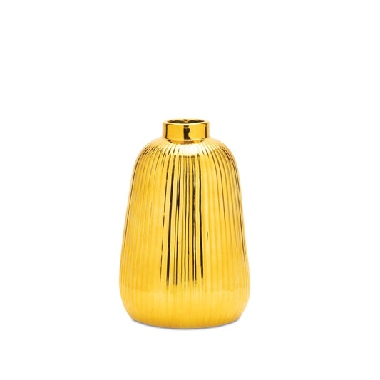 Melrose International Ribbed Metallic Ceramic Vase (Set of 2)