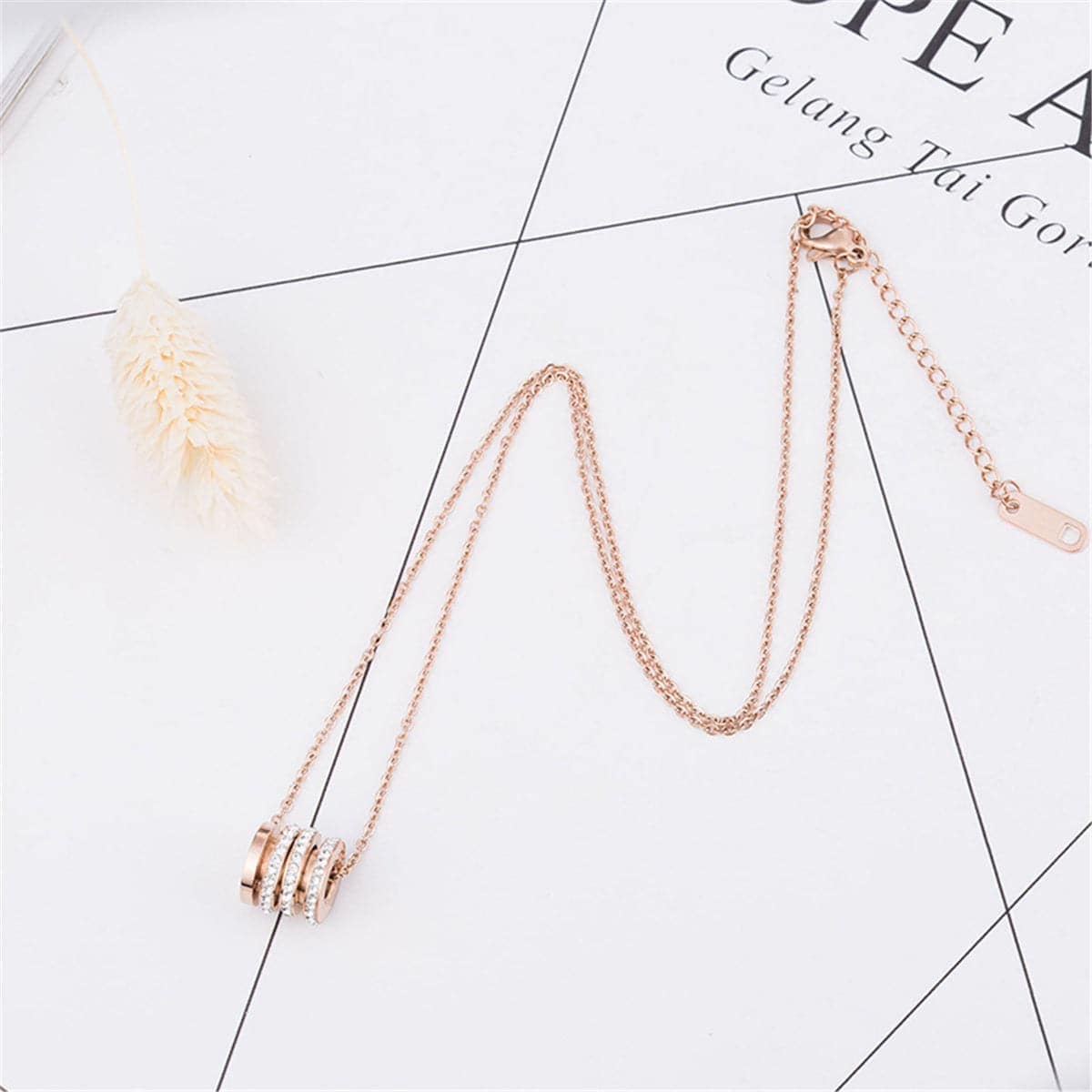 Cubic Zirconia & Rose Goldtone Linked Circle Pendant Necklace