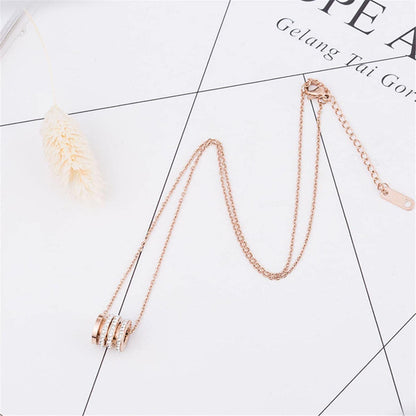Cubic Zirconia & Rose Goldtone Linked Circle Pendant Necklace