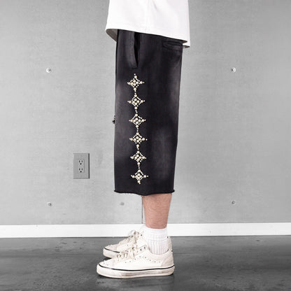 Commons Pearled Star Sweatshort Vintage Black