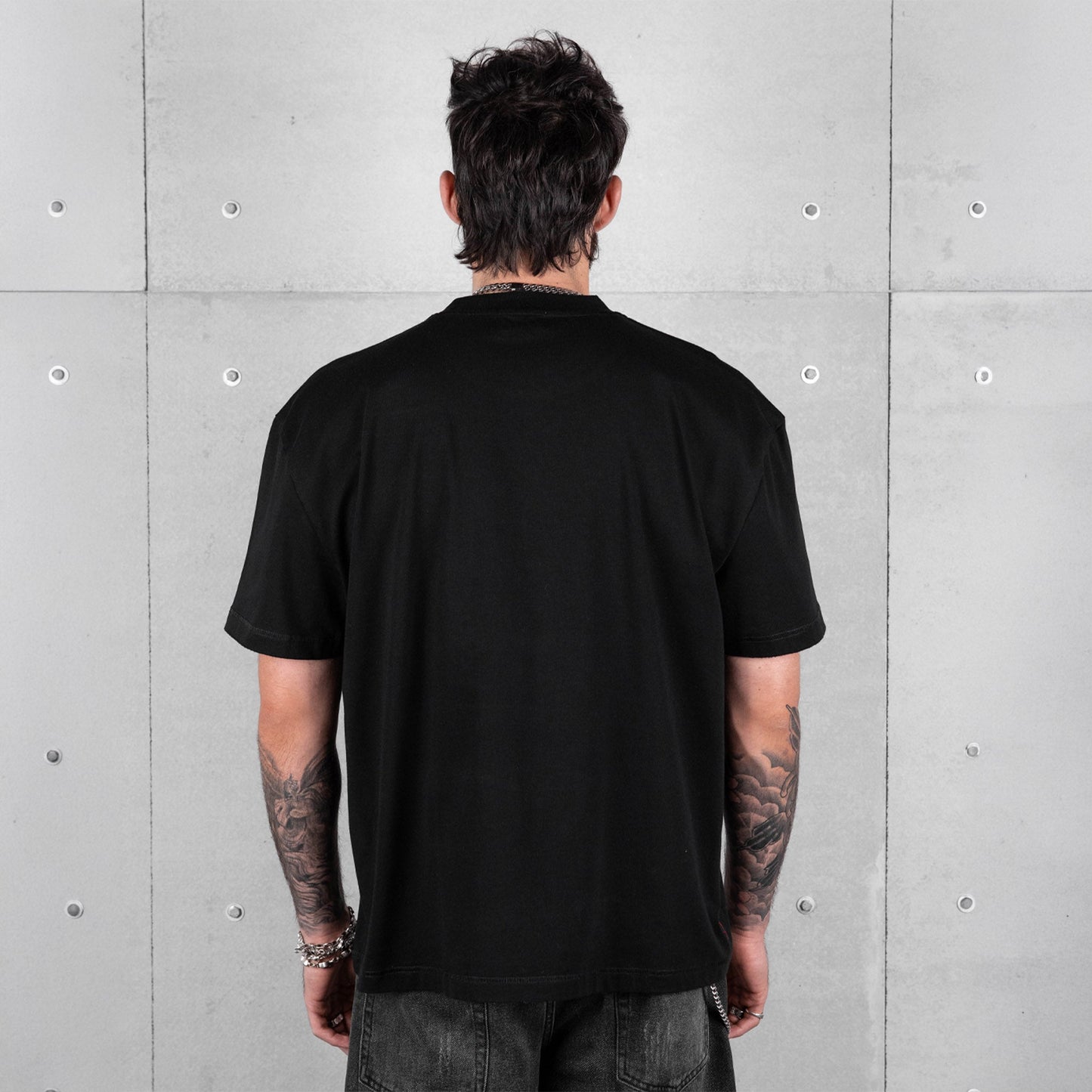 Commons Blank Star Embroidered Tee Jet Black