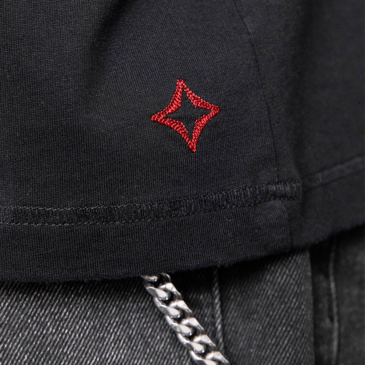 Commons Blank Star Embroidered Tee Jet Black