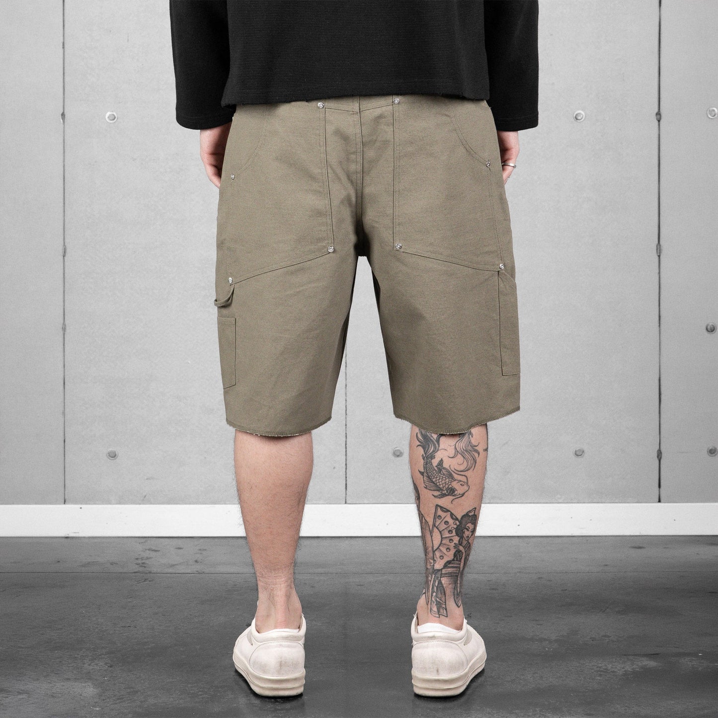 Commons Double Knee Canvas Short Faded Green
